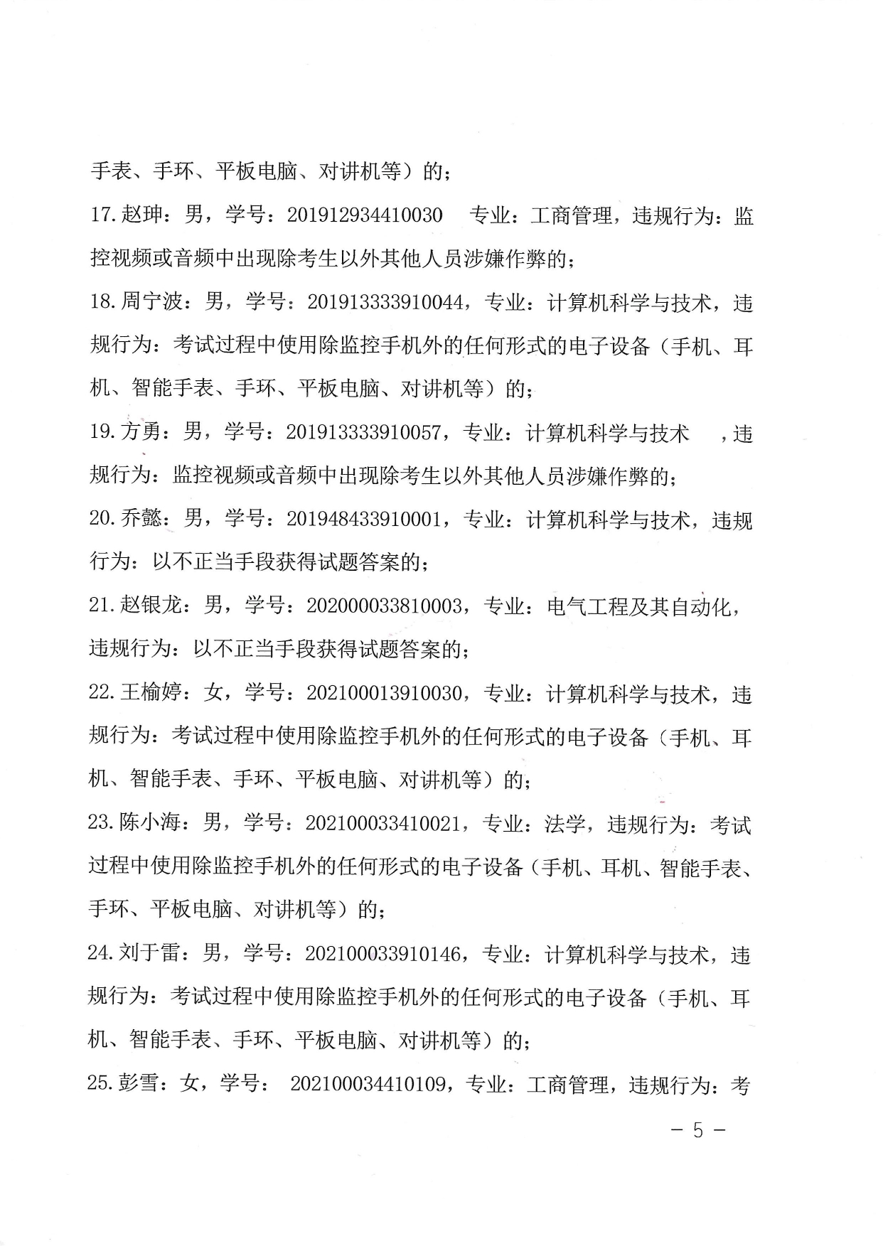 关于对在2022年10月试点高校网络教育部分公共基础课全国统一考试中违规的学生的处理决定-带章_page-0005.jpg